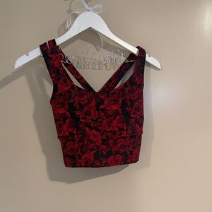 💛5 for $50 Senita Athletics Red Rose Print Cropped Tank Top